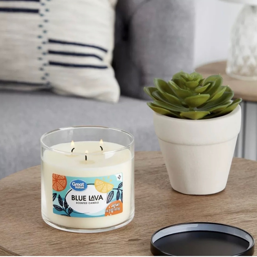 TWO Great Value Walmart Scented Candle Blue Lava Volcano Capri Blue Viral TikTok - Picture 2 of 4